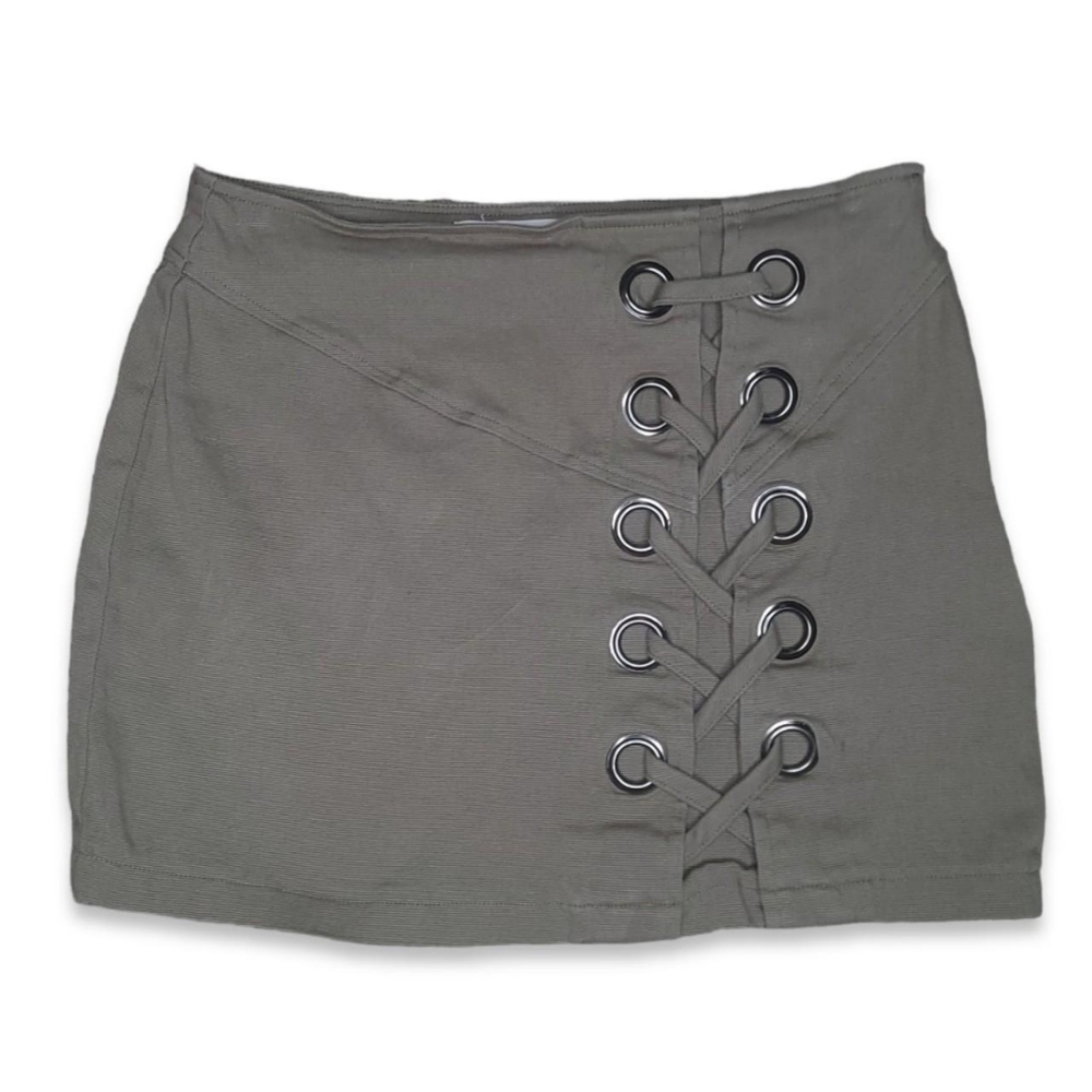 Impeccable pig olive criss cross mini skirt size extra small xs juniors green